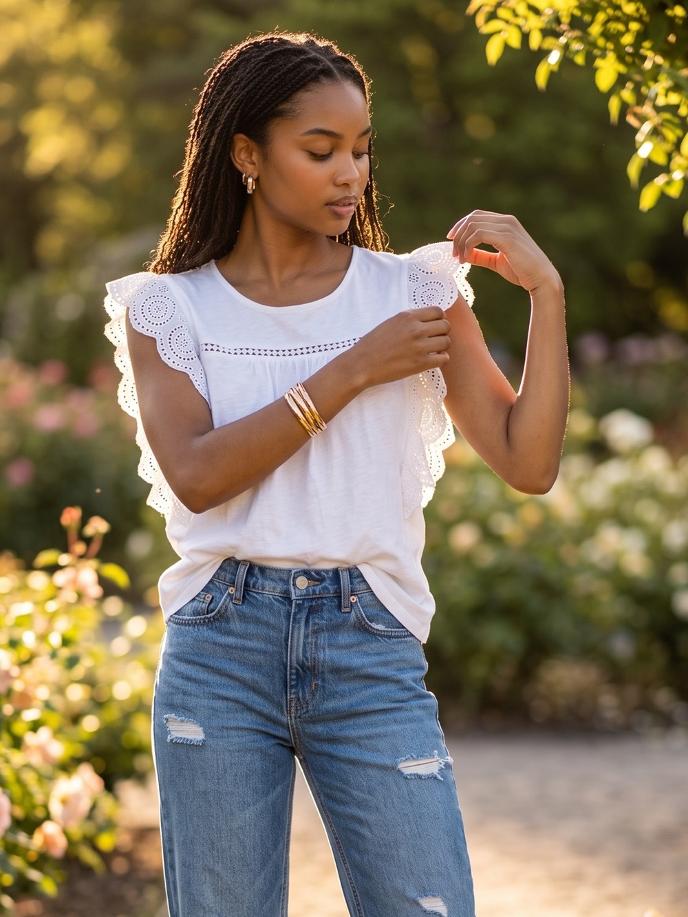 BiBi White Ruffled Tank - Picture 2 of 7